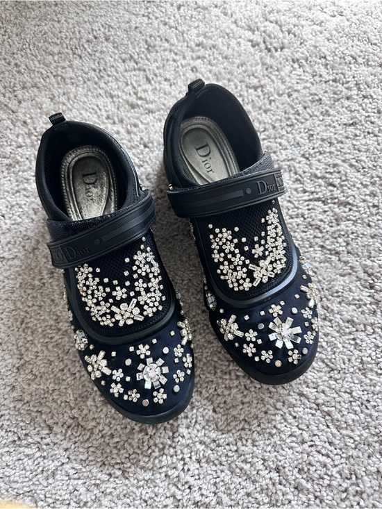 Dior Shoes - Dior Black Crystal-Embellished Sneakers